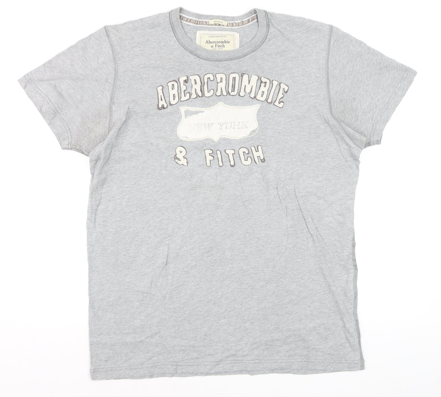 Abercrombie & Fitch Men's Grey XL Muscle Fit Graphic T-Shirt