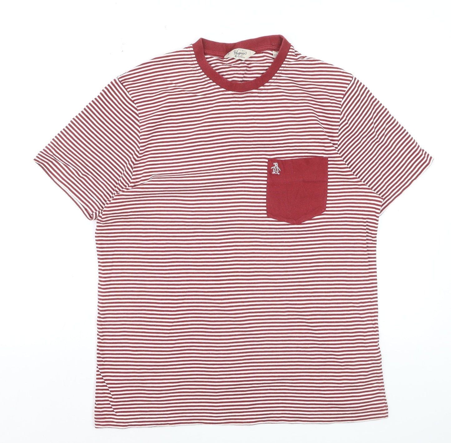 Penguin by Munsingwear Men's Red Striped Short Sleeve Polo M
