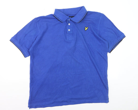 Lyle & Scott Men's Blue Cotton Polo Shirt XL Regular Fit