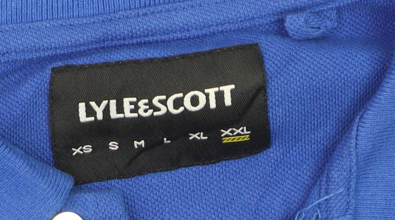 Lyle & Scott Men's Blue Cotton Polo Shirt XL Regular Fit
