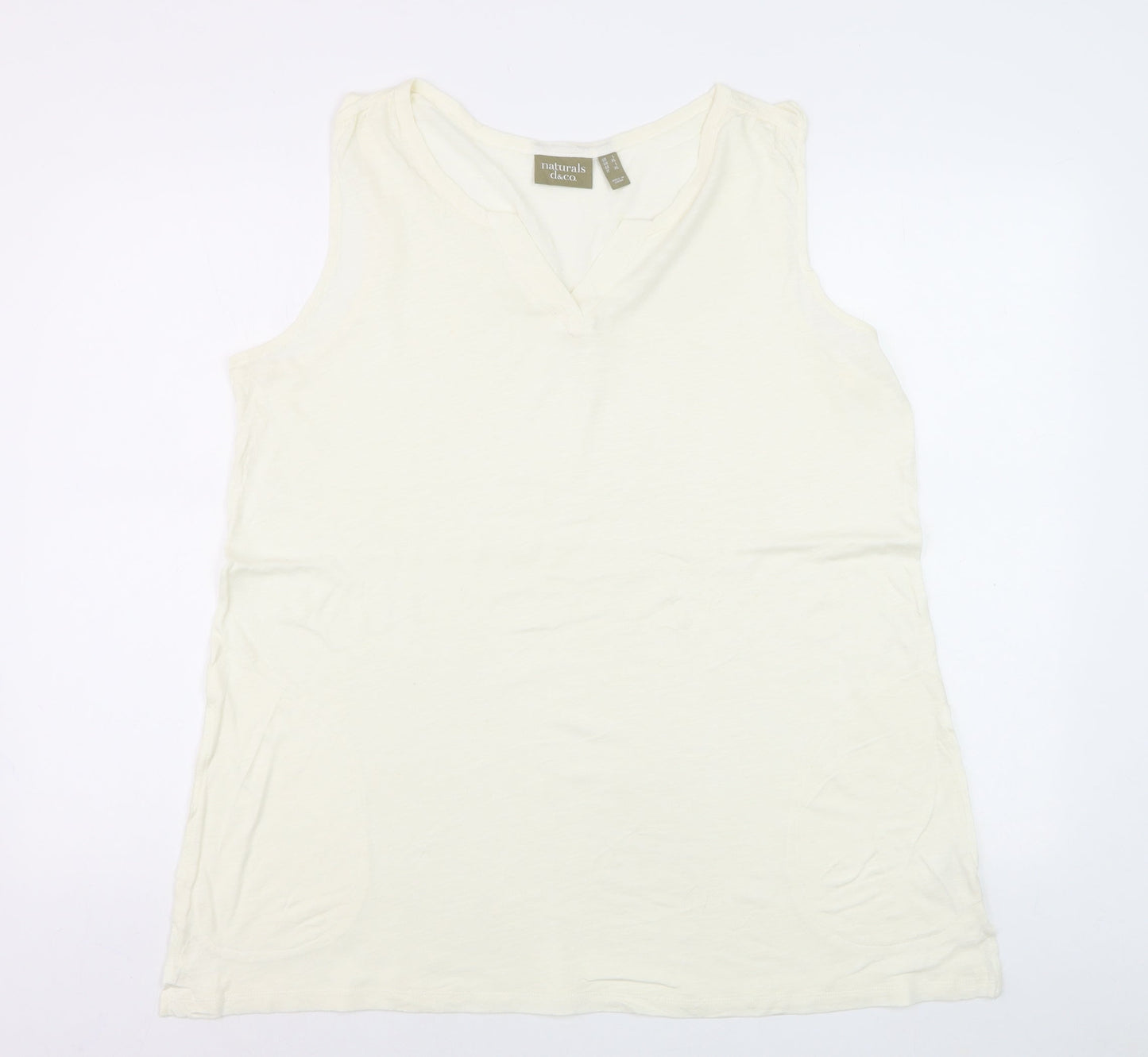 Naturals d&co. Womens Ivory Cotton Sleeveless Tank Top XL