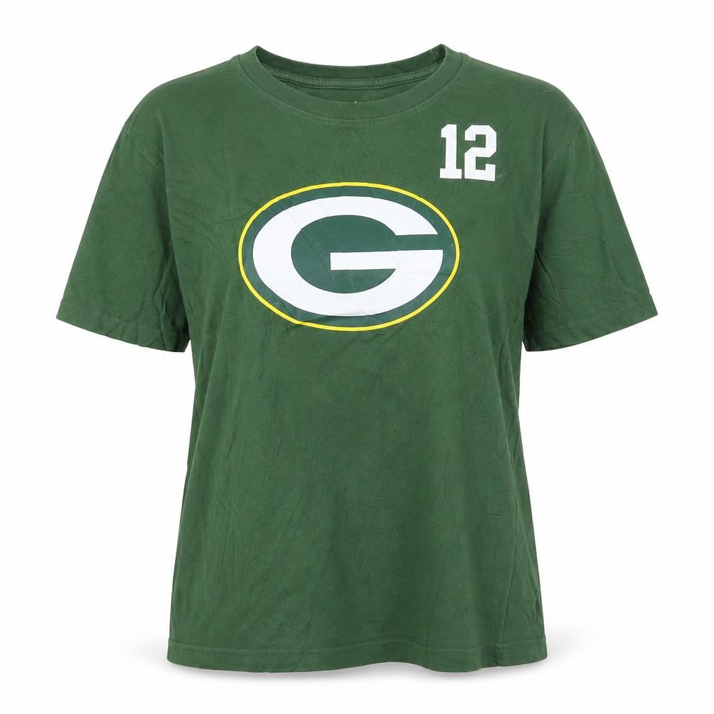 NFL Team Apparel Women’s Green Packers No.12 Cotton T-Shirt Size L