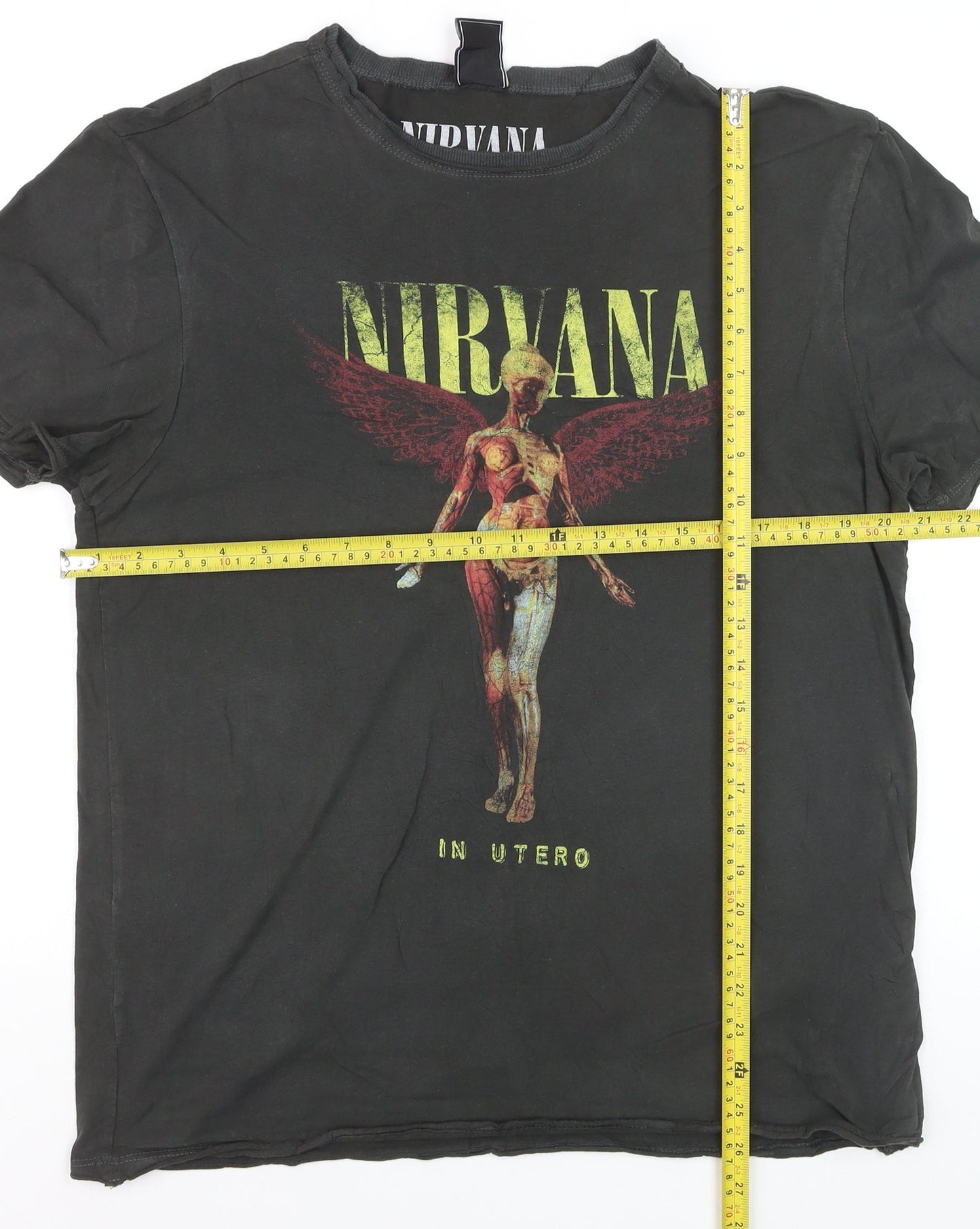 Amplified Men’s Black Nirvana In Utero Rock Band T-Shirt Size L