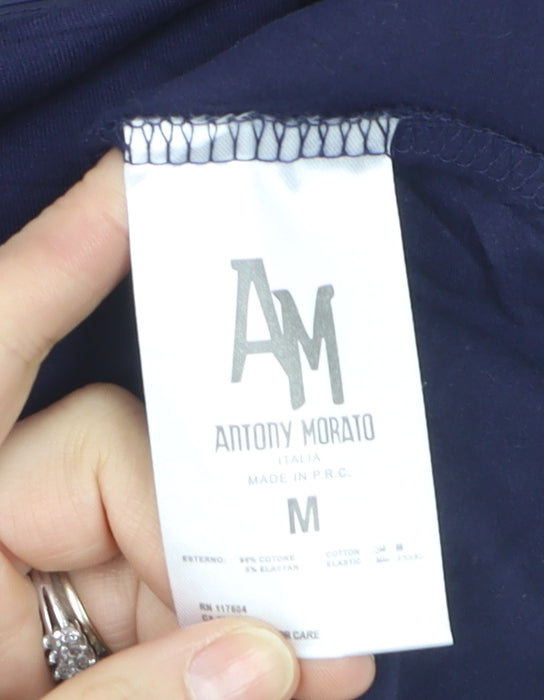 Antony Morato Men's Blue Slim Fit V-Neck Cotton T-Shirt M
