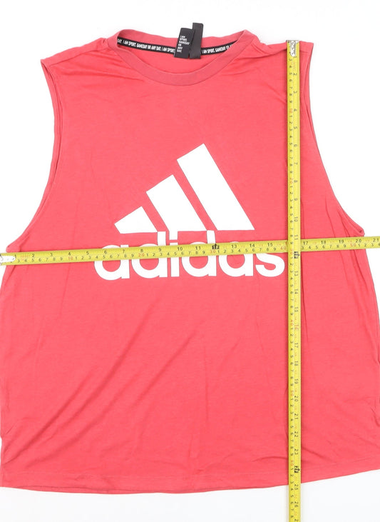 Adidas Men's Red Sleeveless Tank Top L Breathable Gym Activewear
