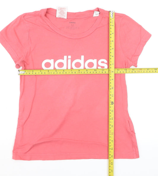 Adidas Womens Pink Basic T-Shirt M Short Sleeve Crew Neck