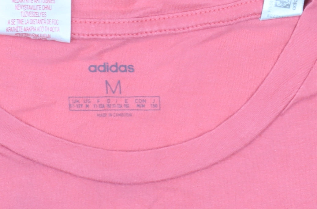 Adidas Womens Pink Basic T-Shirt M Short Sleeve Crew Neck
