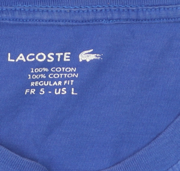 Lacoste Men's Blue Regular Fit Cotton T-Shirt Size L