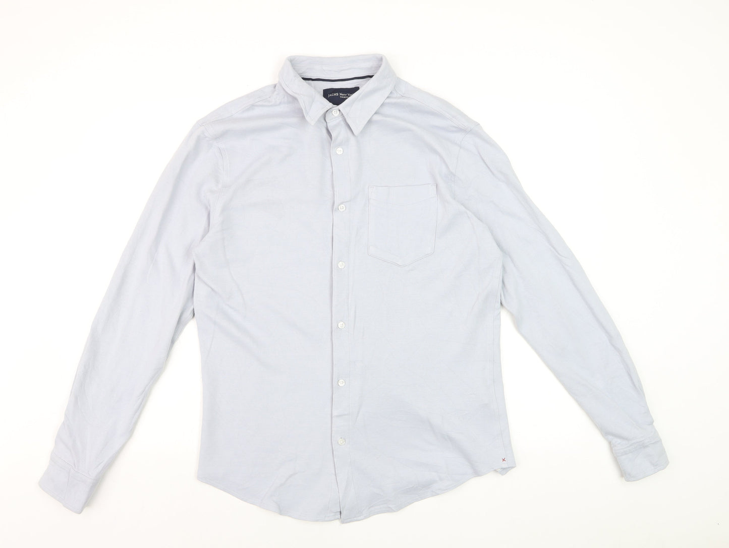 JACHS New York Men's Light Blue Cotton Stretch Long Sleeve Dress Shirt M