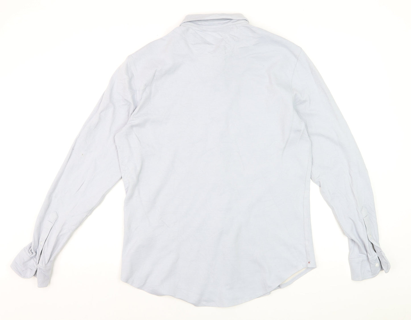 JACHS New York Men's Light Blue Cotton Stretch Long Sleeve Dress Shirt M