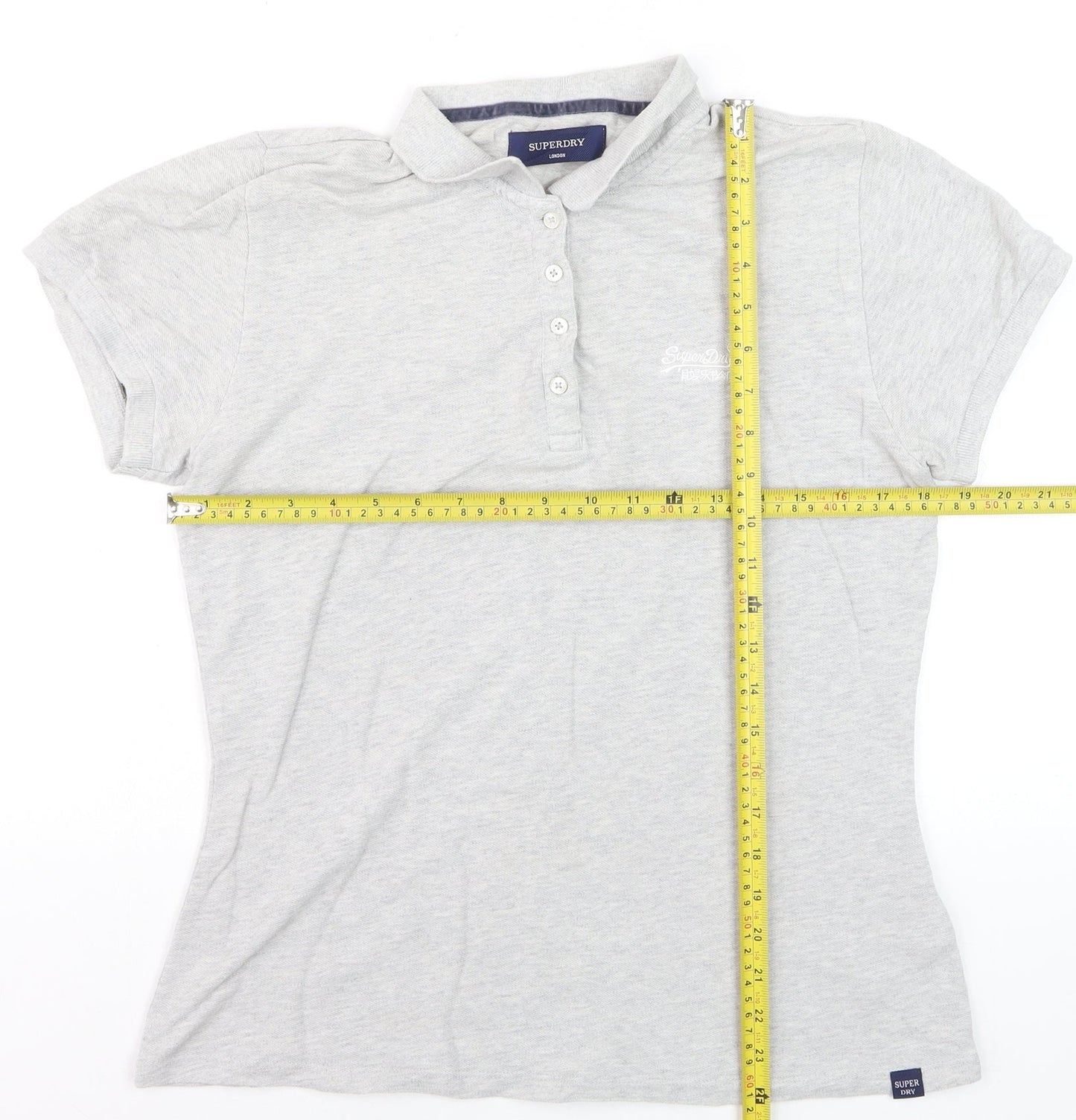 Superdry Grey Short Sleeve Slim Fit Polo Shirt Size L