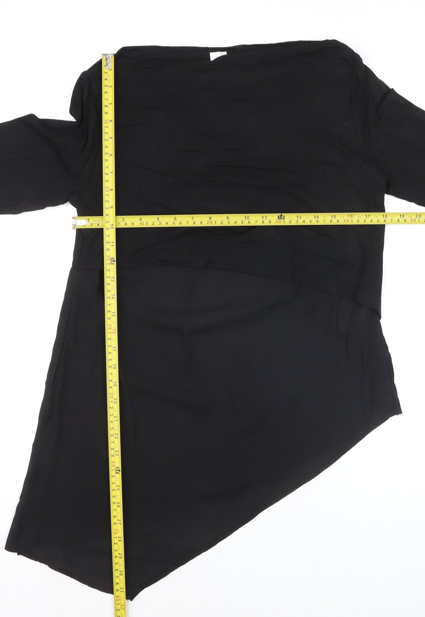 Heine Women’s Black Asymmetrical Long Sleeve Tunic Blouse Size 12