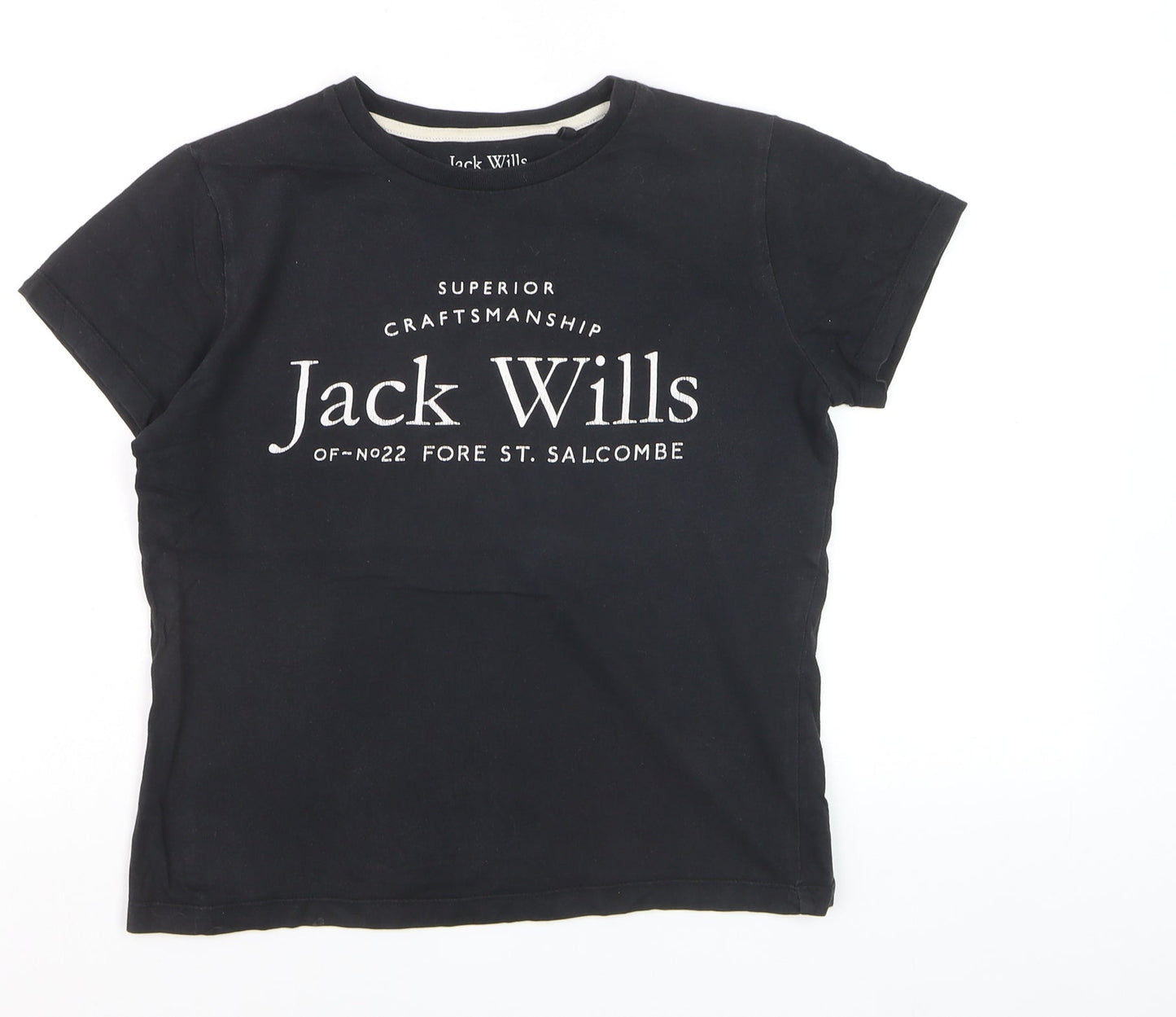 Jack Wills Girls Black 12-13 Years Classic Logo Cotton T-Shirt
