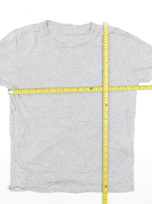 AllSaints Women's Grey Cotton Basic Crew Neck T-Shirt Size S