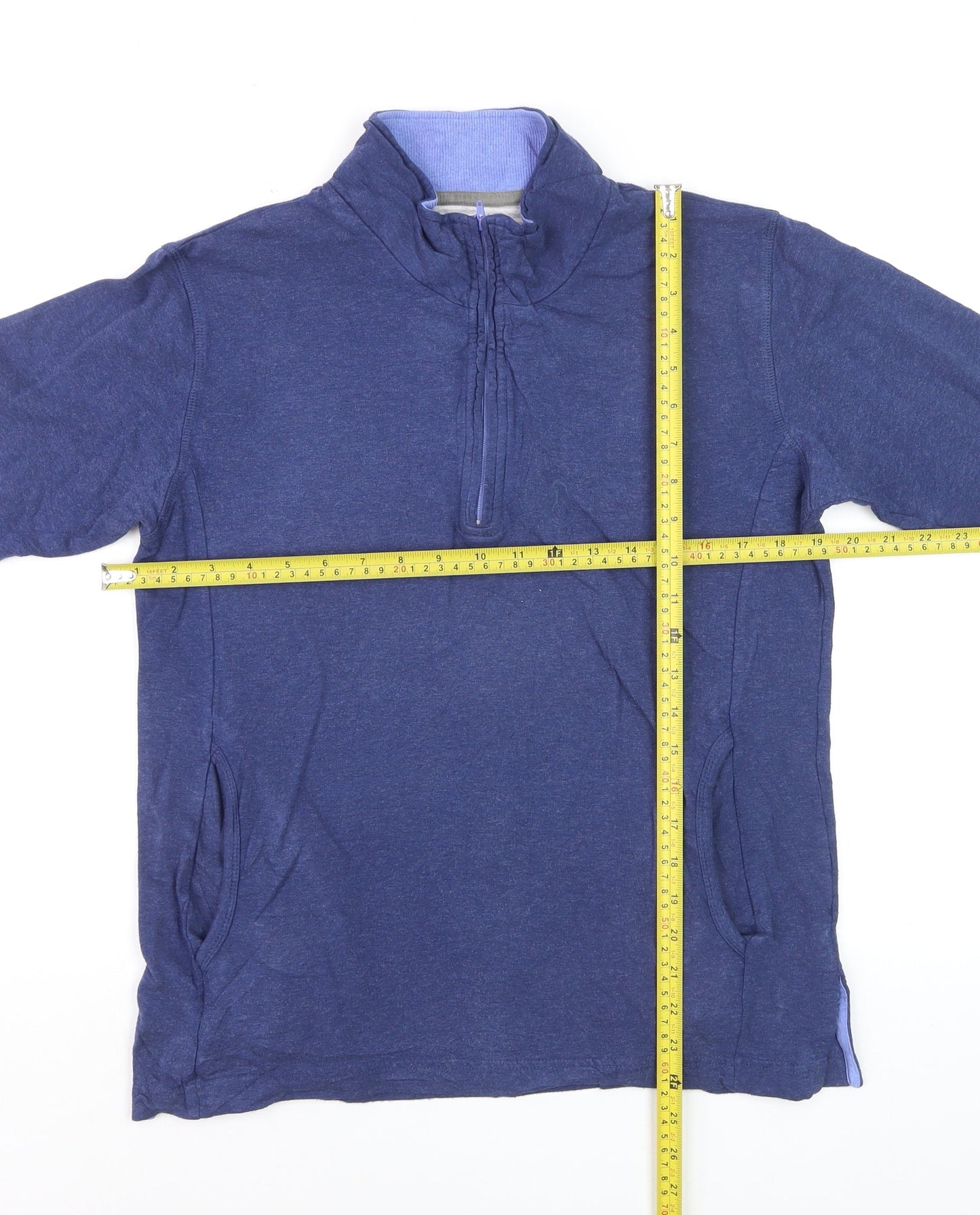 BAM Women's Navy 1/2 Zip Pullover Sweatshirt Size 10 Organic Cotton Blend