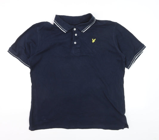 Lyle & Scott Men's Blue XL Cotton Polo Shirt with Logo