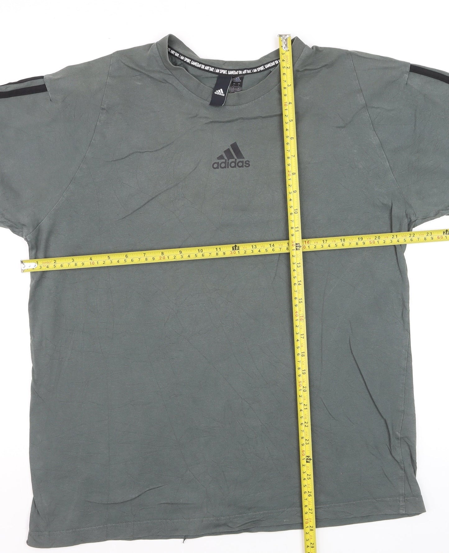 Adidas Men's Green Large Sports T-Shirt Short Sleeve Crew Neck