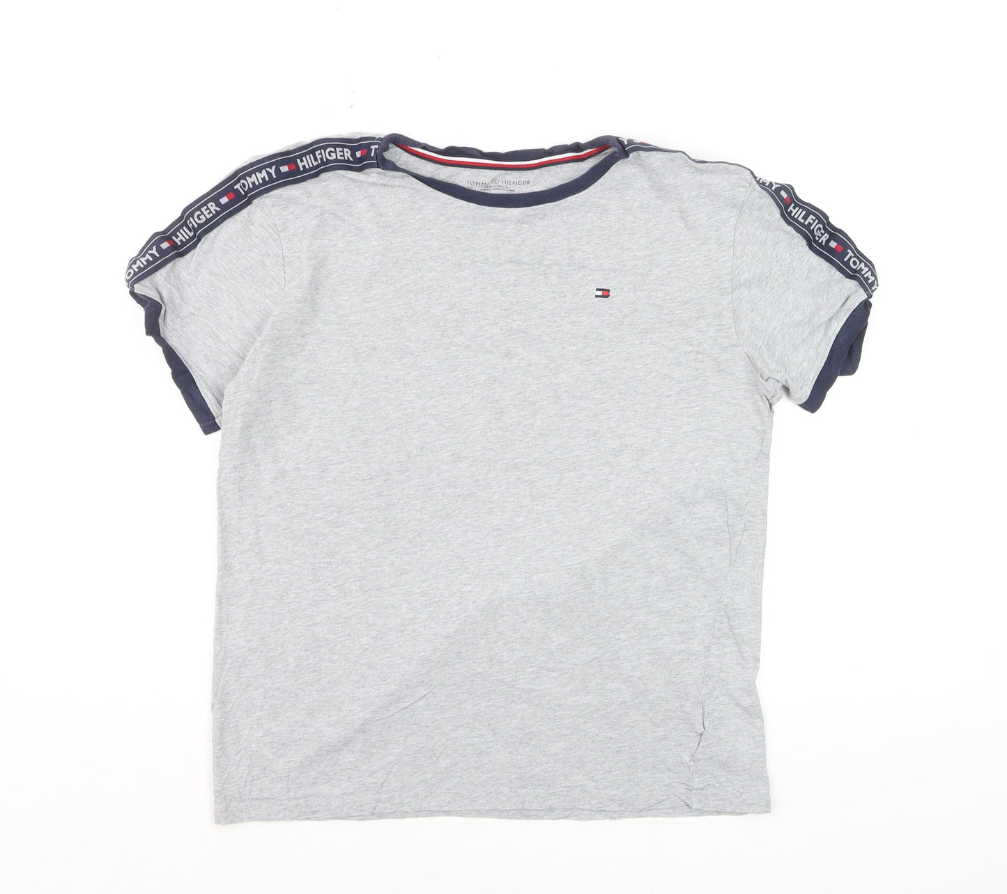 Tommy Hilfiger Men's Grey Medium Crew Neck Logo T-Shirt