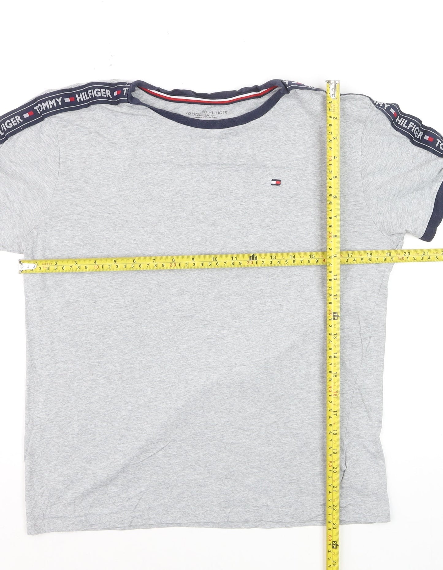 Tommy Hilfiger Men's Grey Medium Crew Neck Logo T-Shirt