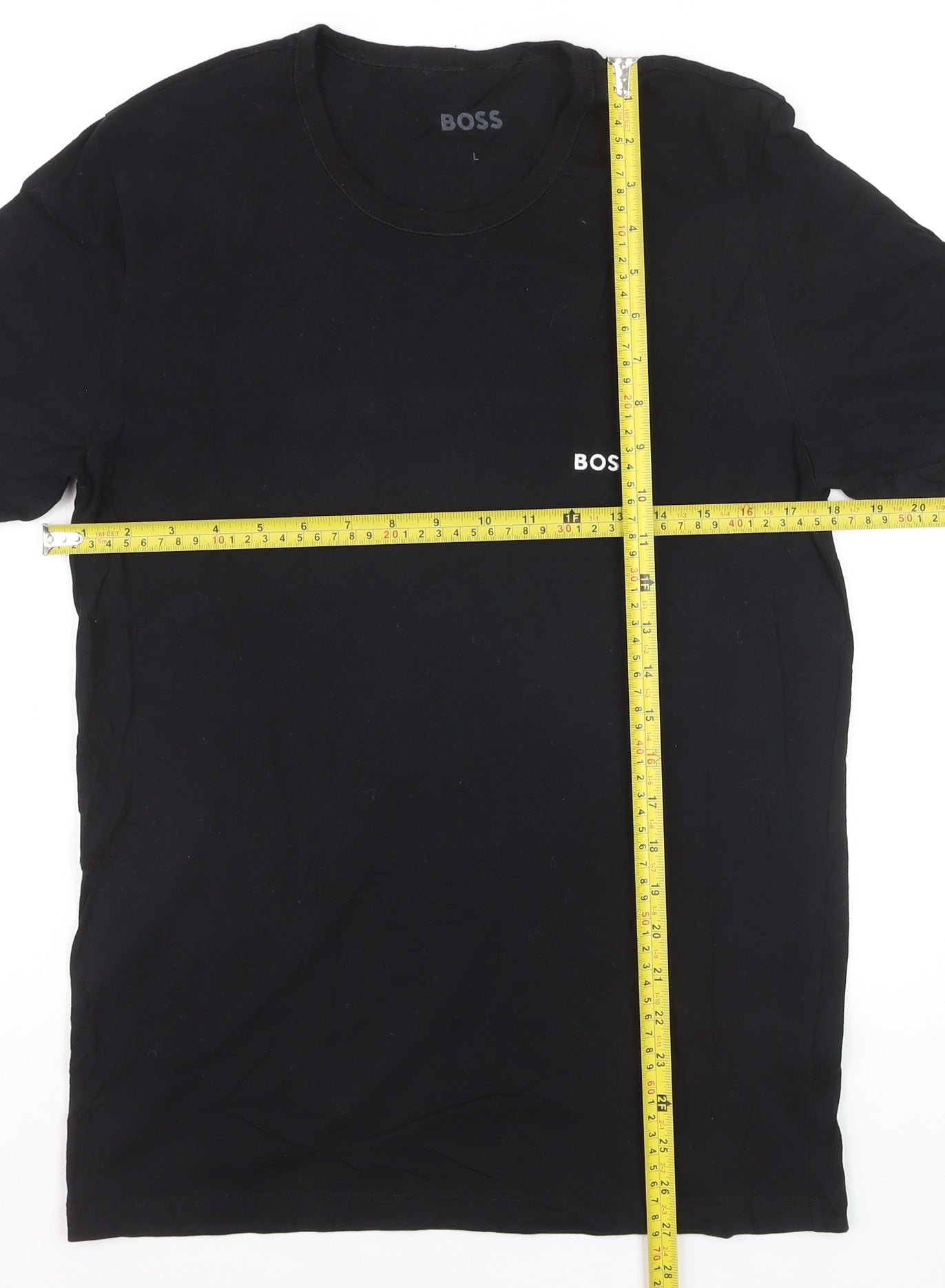 BOSS Men's Black Cotton Crew Neck Logo T-Shirt Size L