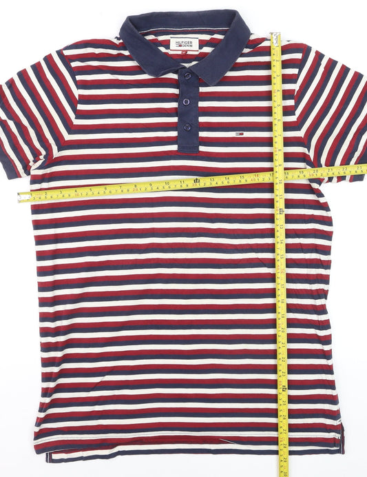 Hilfiger Denim Men's Multicoloured Striped Polo Shirt XL