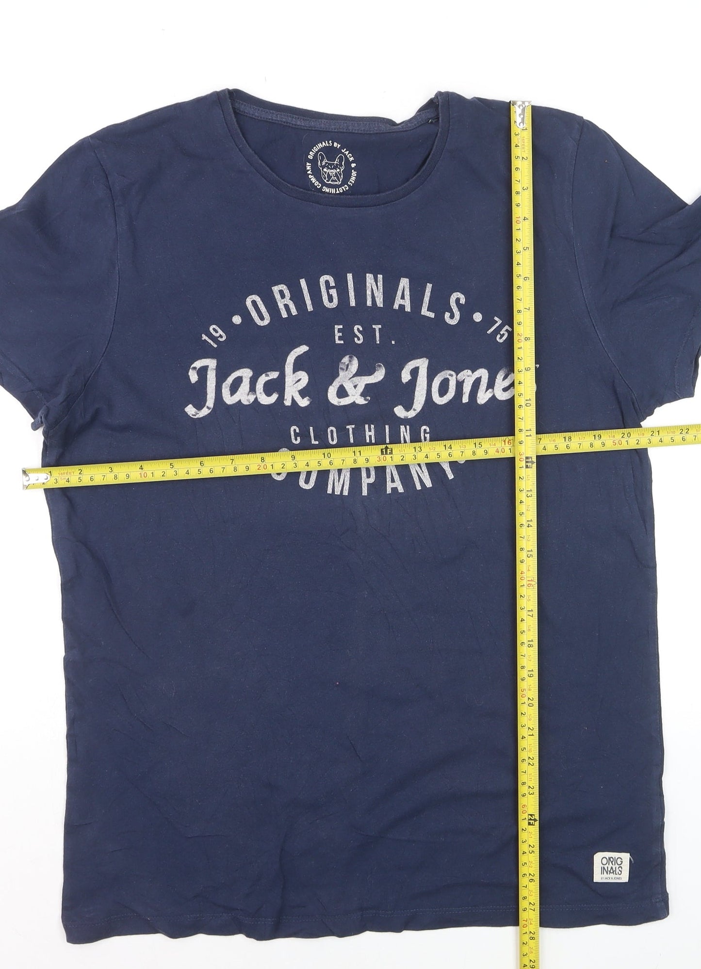 Jack & Jones Men's Blue Graphic Print T-Shirt Size L