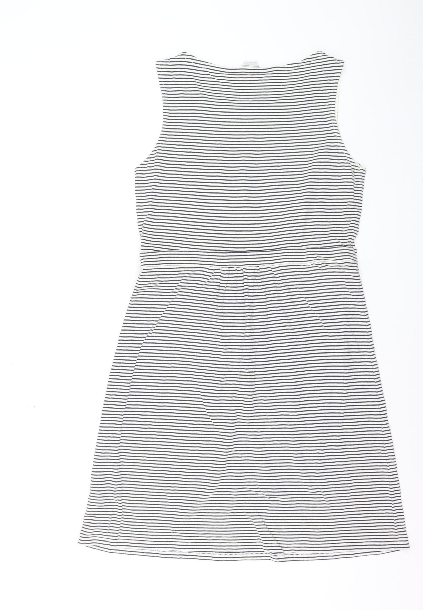 Boden Women Blue Striped A-Line Sleeveless Jersey Dress Size 16