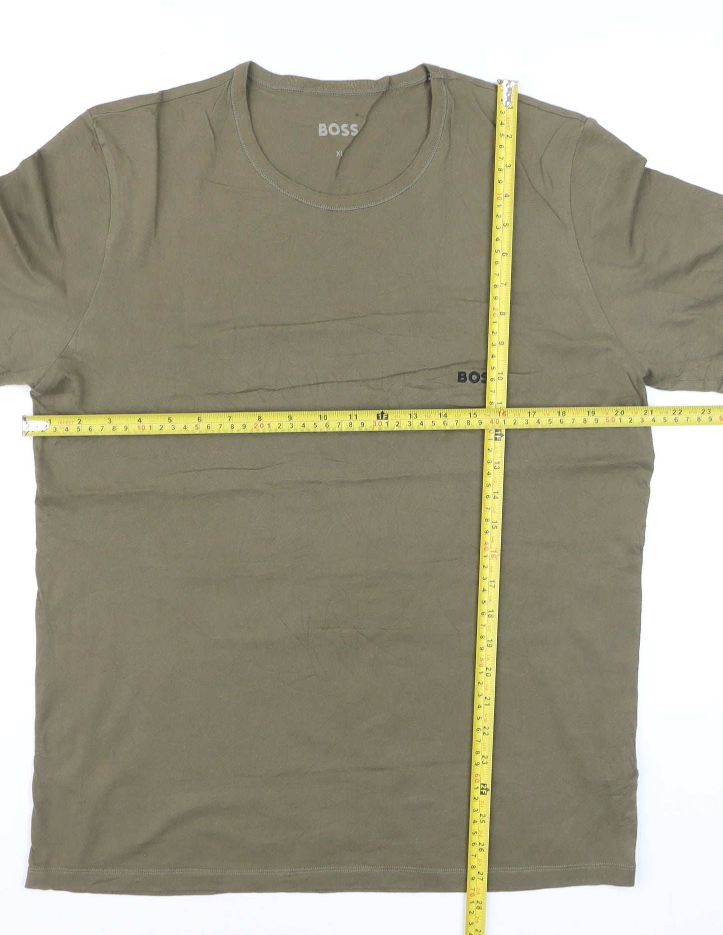 BOSS Men's Green XL Regular Fit Cotton Crew Neck T-Shirt