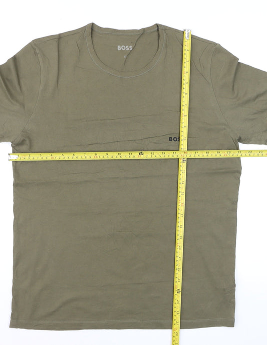 BOSS Men's Green XL Regular Fit Cotton Crew Neck T-Shirt