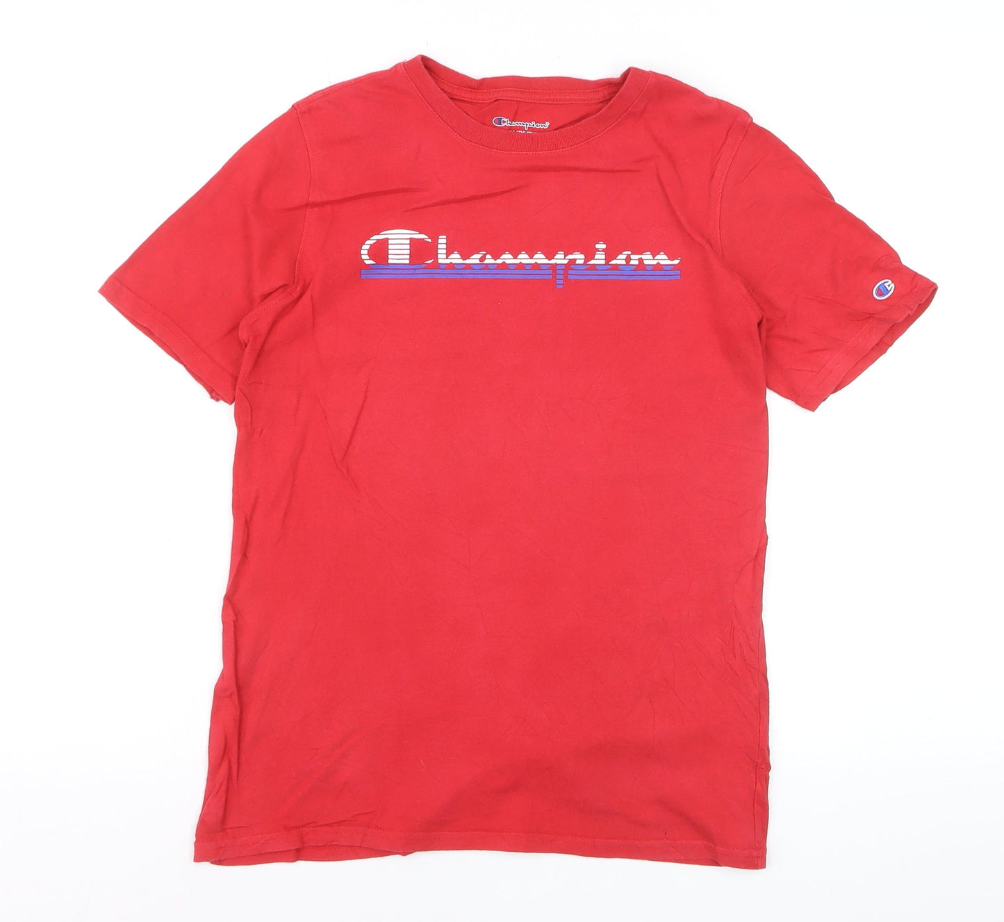Champion Boys Red Graphic Logo T-Shirt Size 12-13 Years Short Sleeve Cotton
