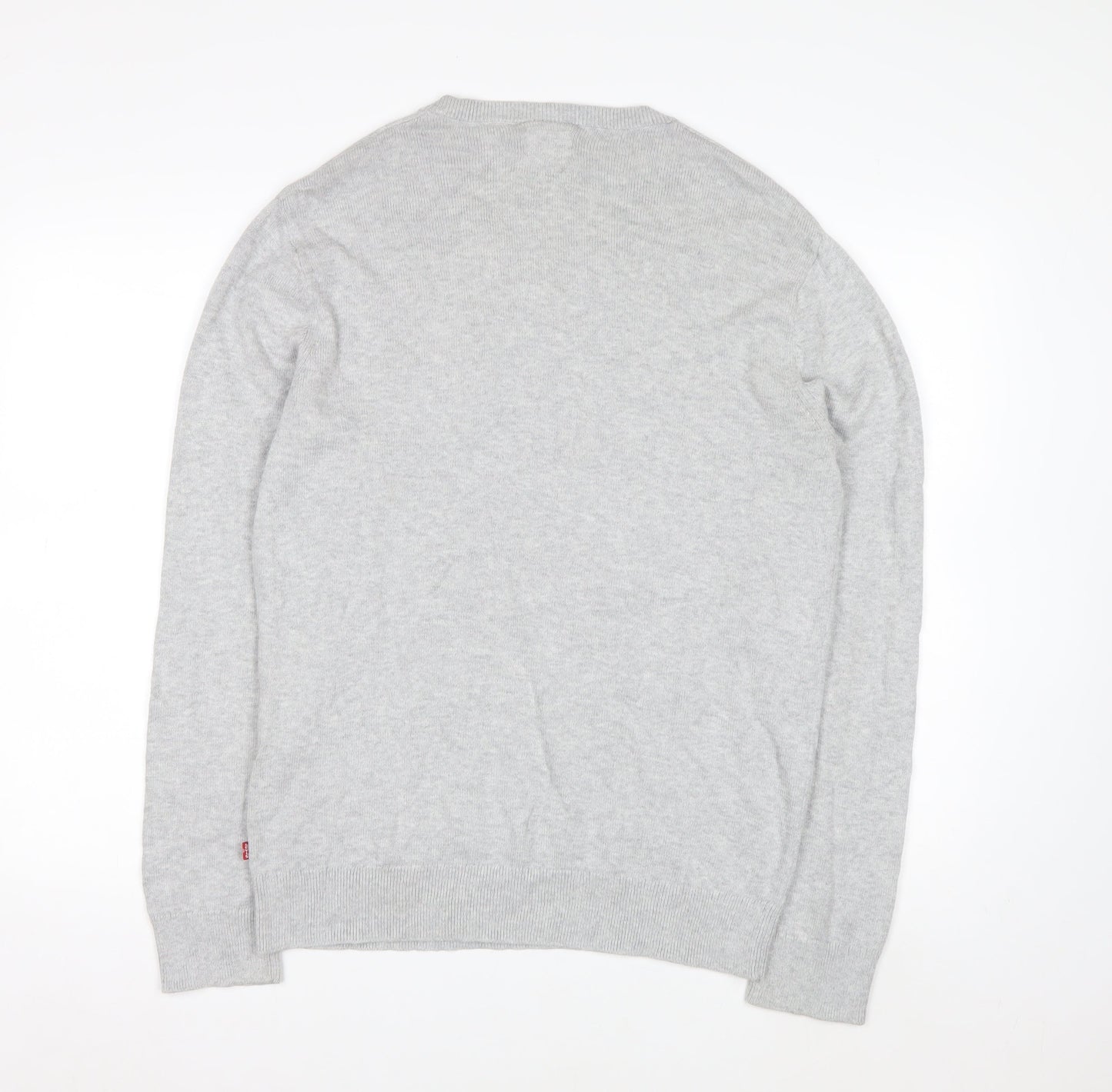 Levi's Men's Grey V-Neck Wool Jumper L Classic Knitwear