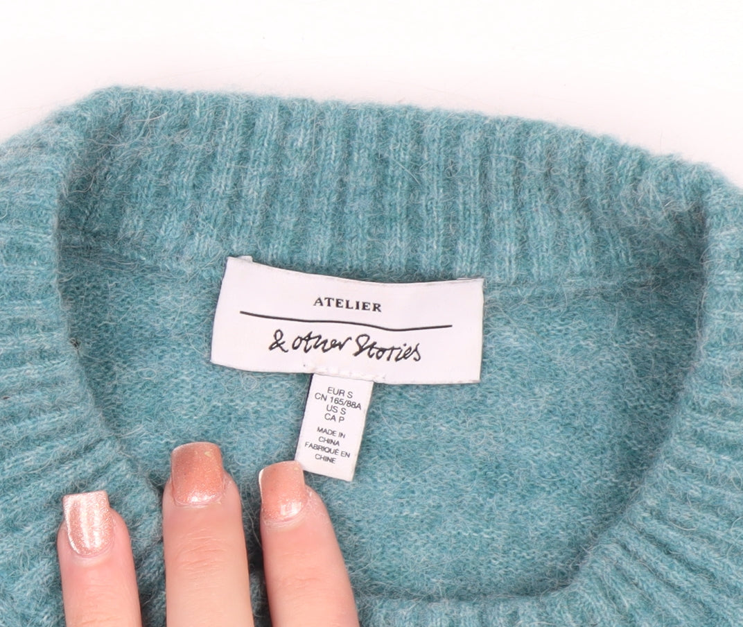 & Other Stories Women Blue Alpaca Wool Crew Neck Jumper Size S
