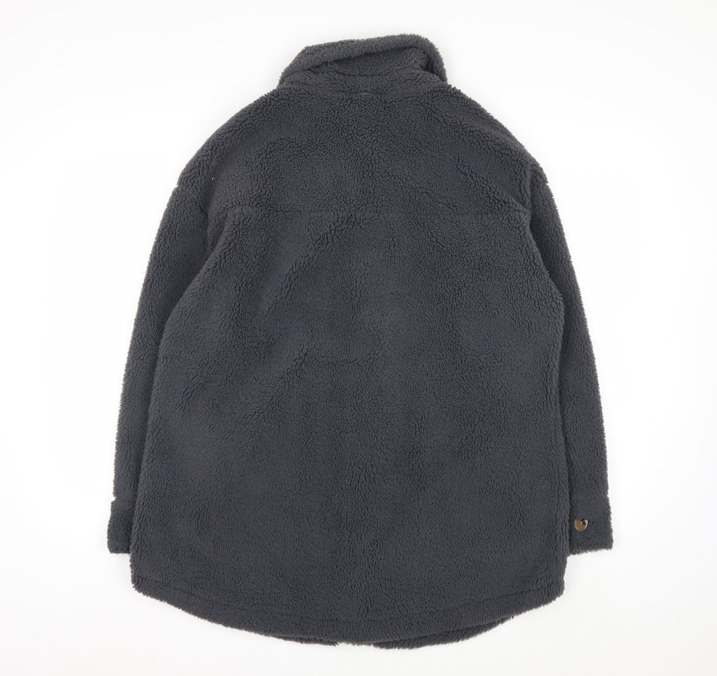 Marks and Spencer Womens Grey Fleece Button Coat Size 14