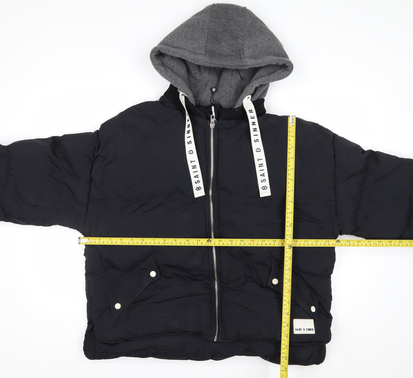 Saint & Sinner Women's Black Size 12 Puffer Hooded Jacket