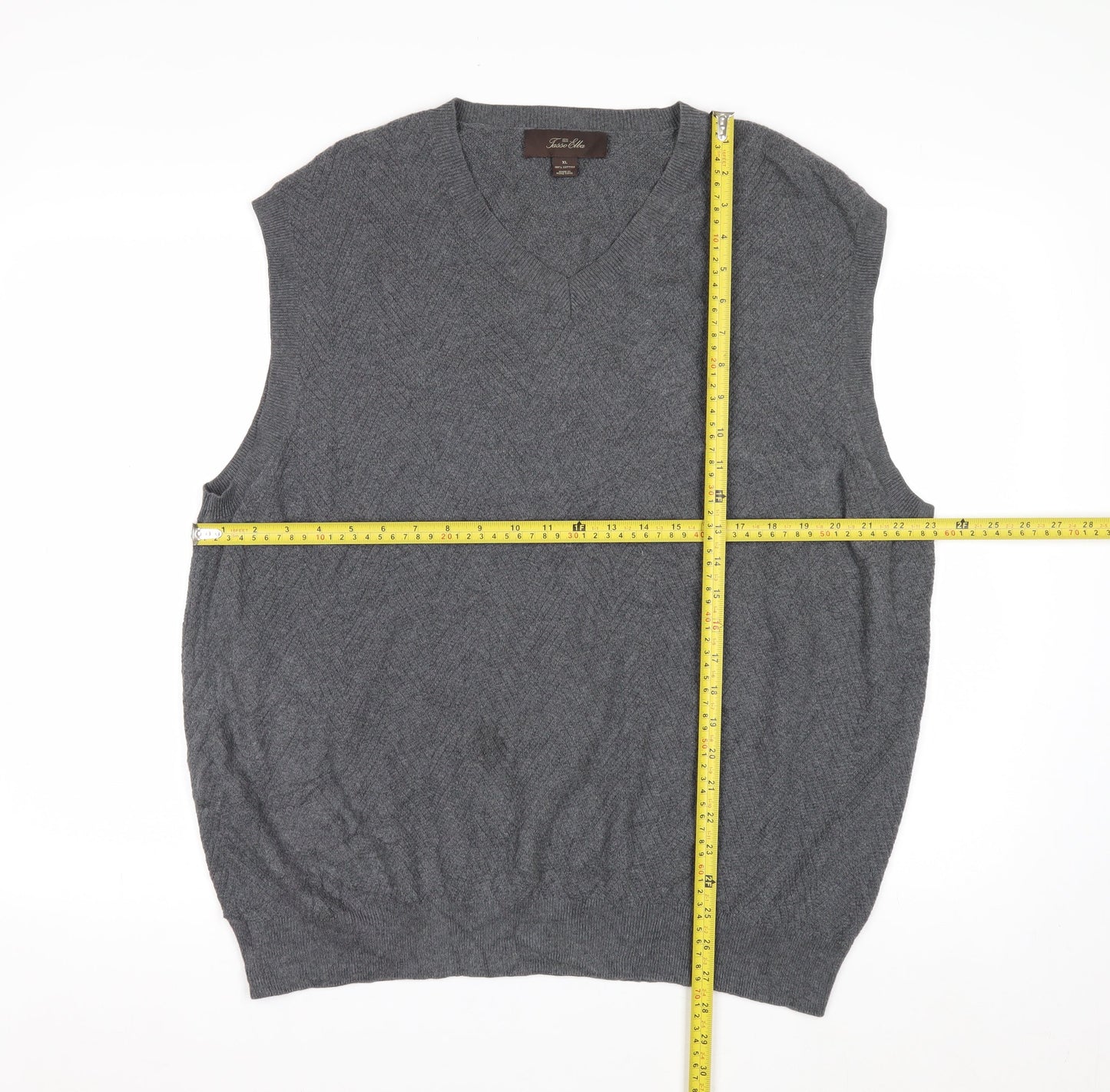 Tasso Elba Men's Grey Cotton V-Neck Sleeveless Vest XL