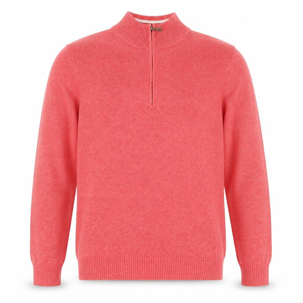 Brooks Brothers Men's Pink Cotton 1/2 Zip High Neck Jumper M