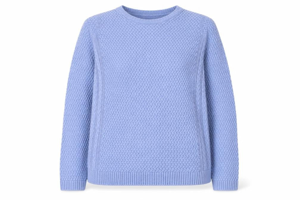 ISLE Essentials Women Blue Cable-Knit Cotton Blend Jumper Size S 10-12
