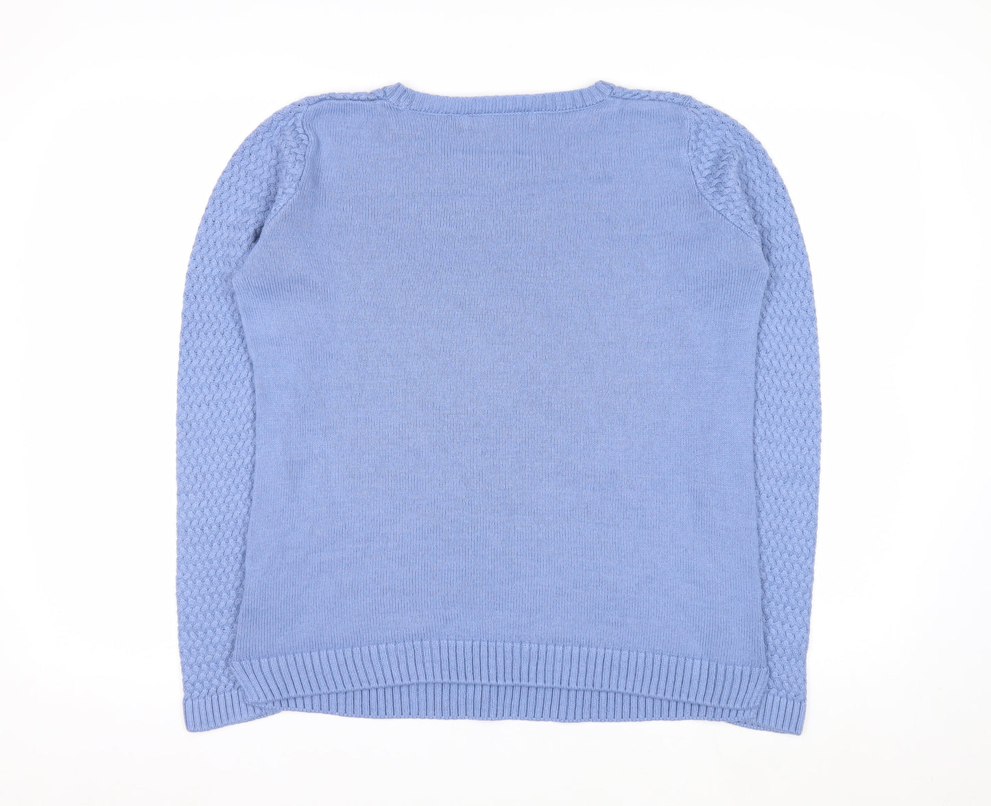ISLE Essentials Women Blue Cable-Knit Cotton Blend Jumper Size S 10-12