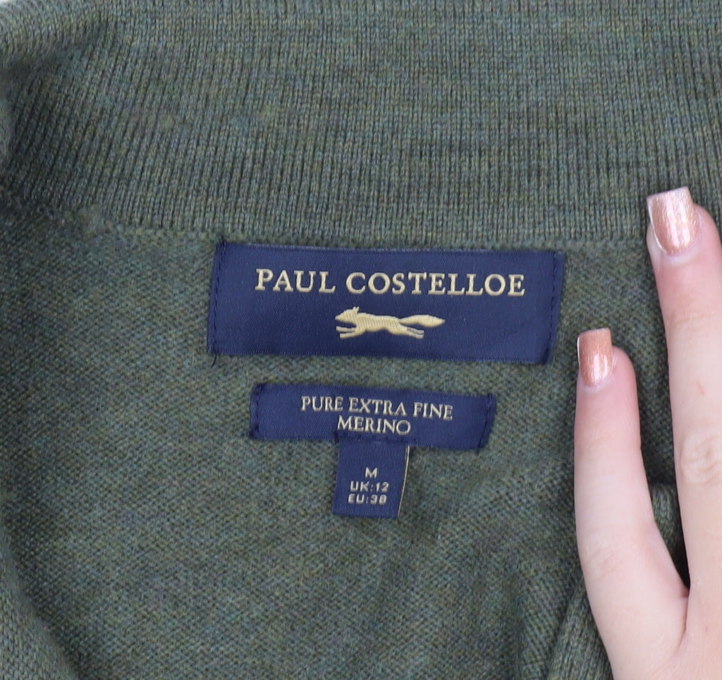Paul Costelloe Womens Green Merino Wool Cardigan UK 12 M