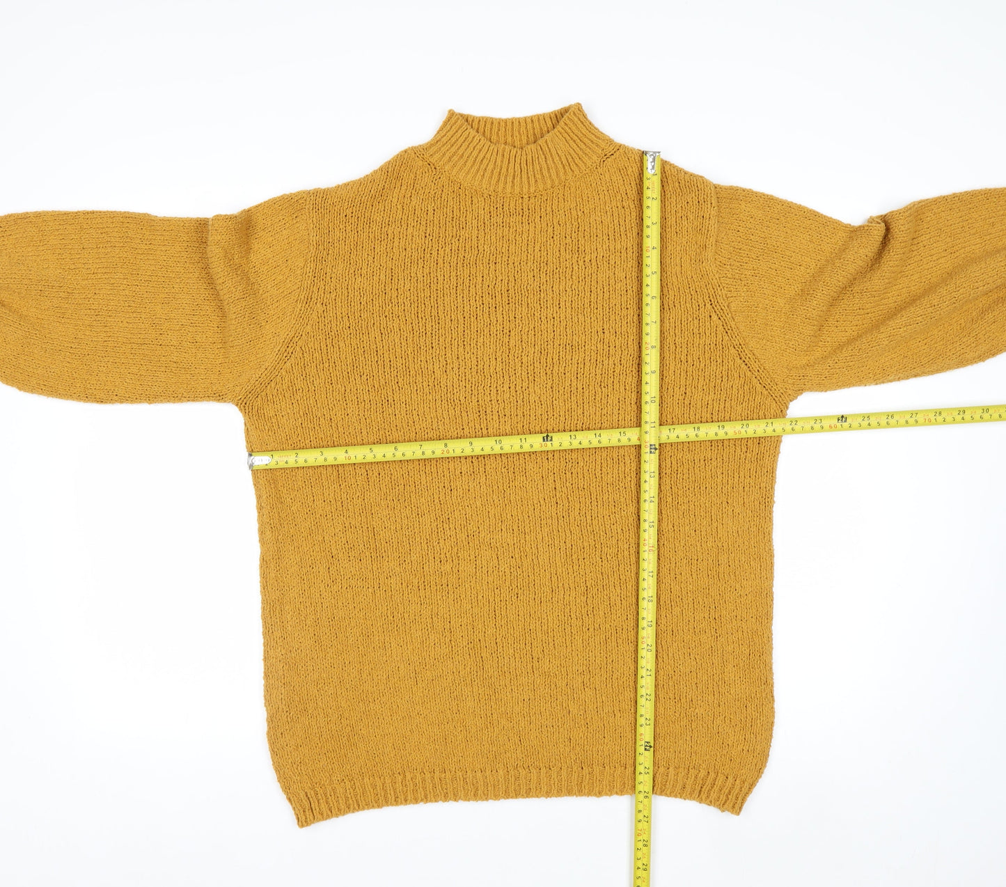 Mango Committed Women Mustard Yellow XS Knit Mock Neck Jumper