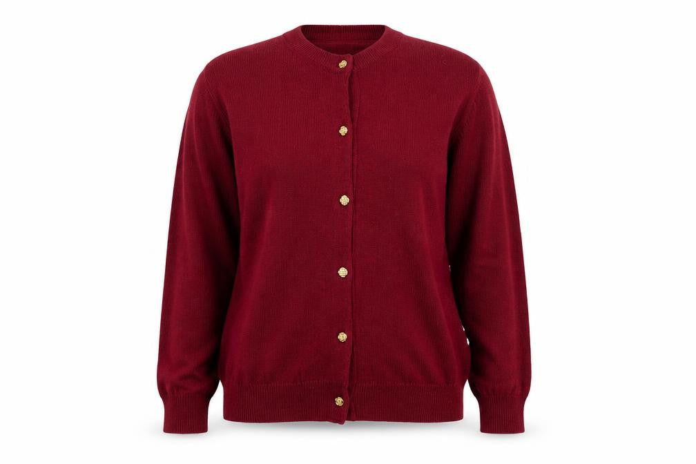 Murray Brothers Womens Red Pure Wool Crew Neck Cardigan L