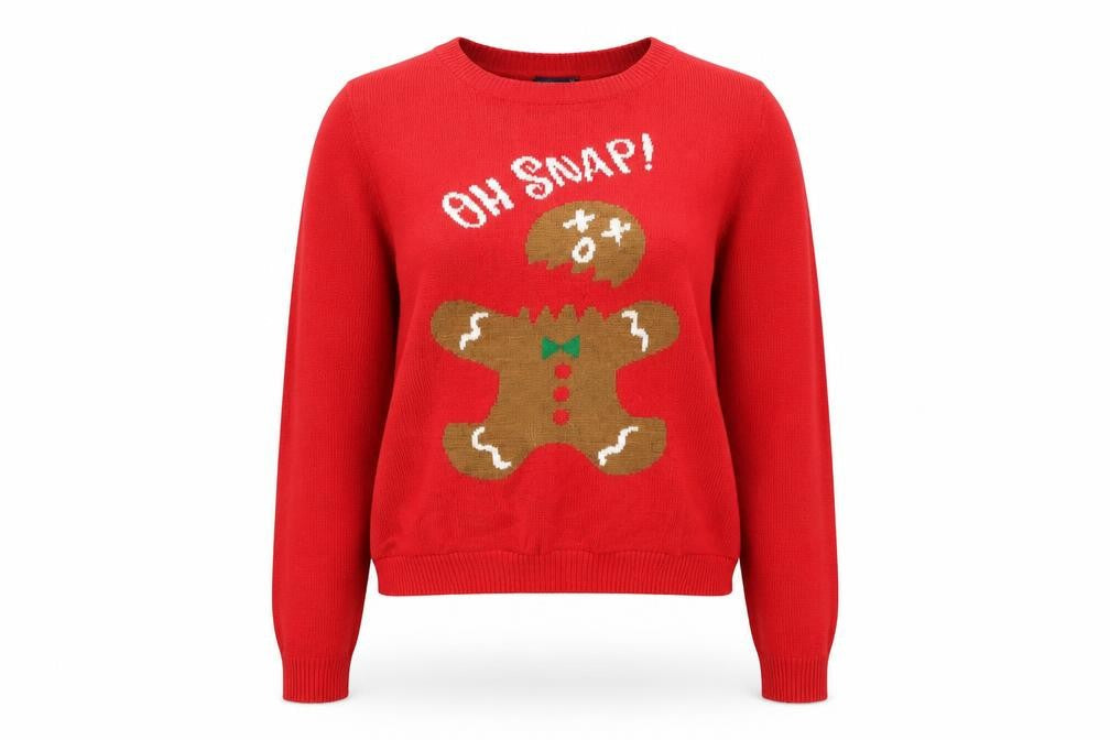 Vintage Womens Red XS Christmas Gingerbread Pullover Jumper