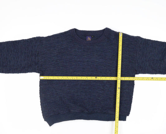 Beyond Retro Women's Blue Wool Blend Crew Neck Jumper M