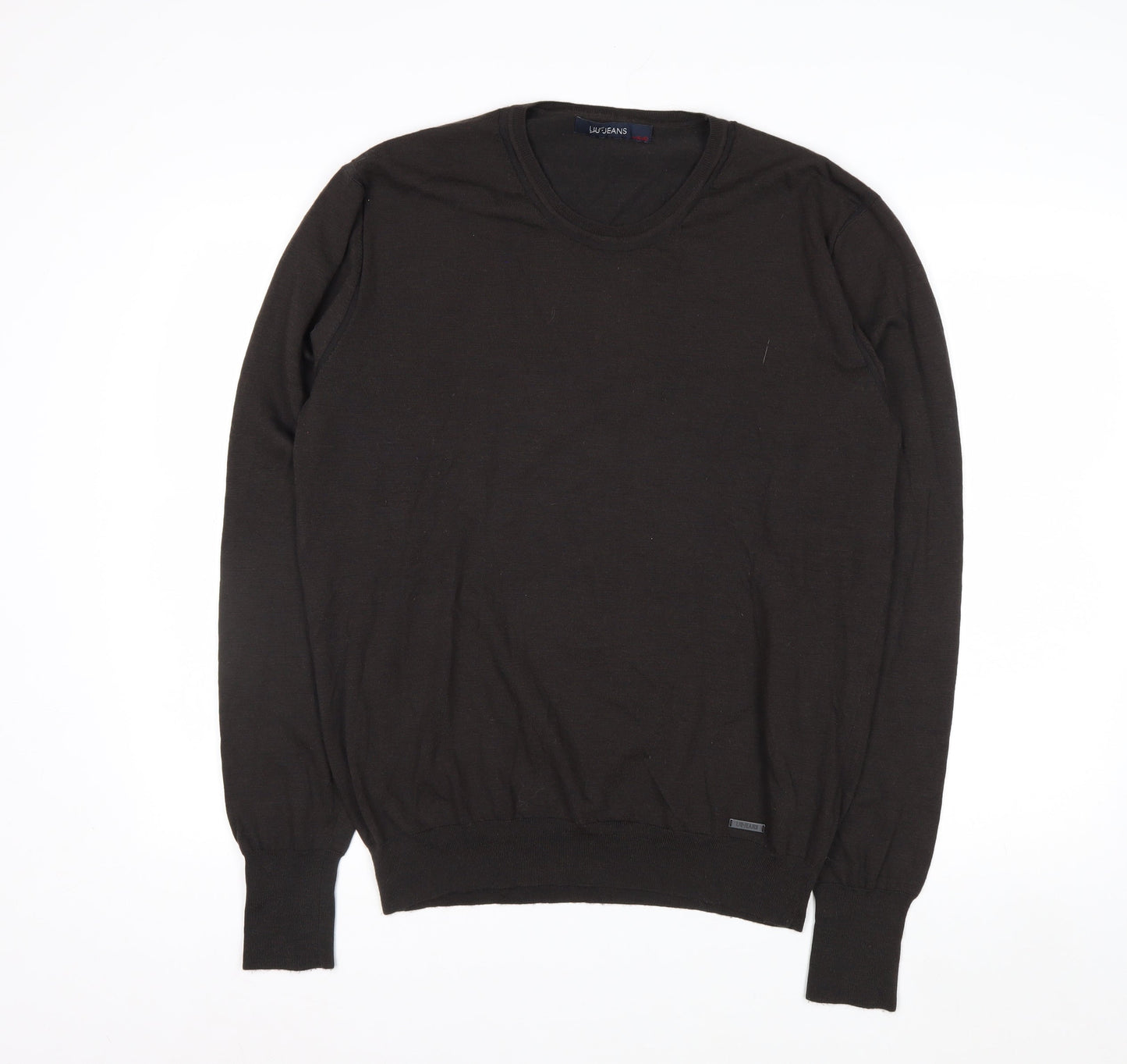 Liu Jo Mens Black Wool Blend Crew Neck Pullover Jumper 2XL