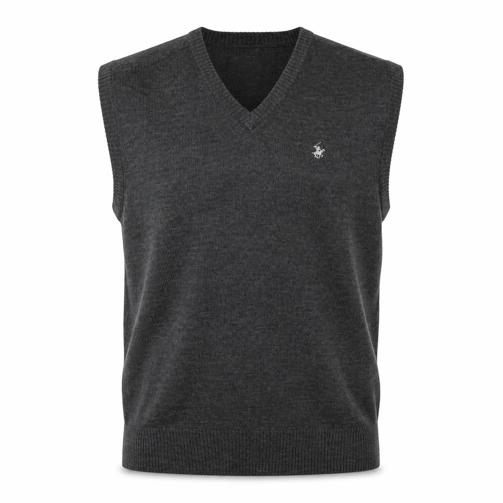 Beverly Hills Polo Club Men's Grey V-Neck Knit Vest L