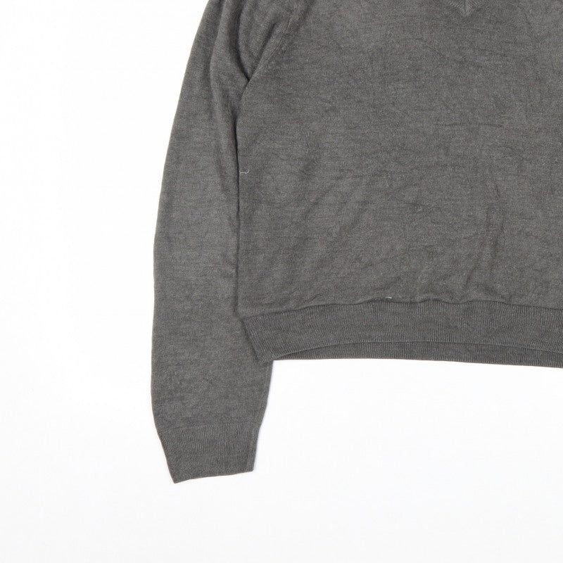 Additional view of Beyond Retro Men's Grey V-Neck Knit Jumper, size M, Classic Fit
