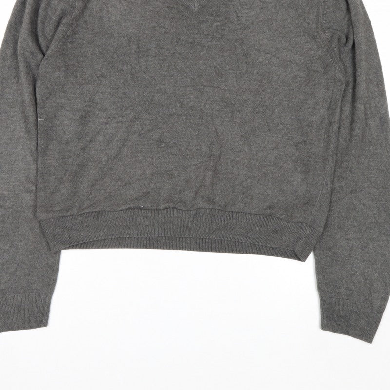 Additional view of Beyond Retro Men's Grey V-Neck Knit Jumper, size M, Classic Fit