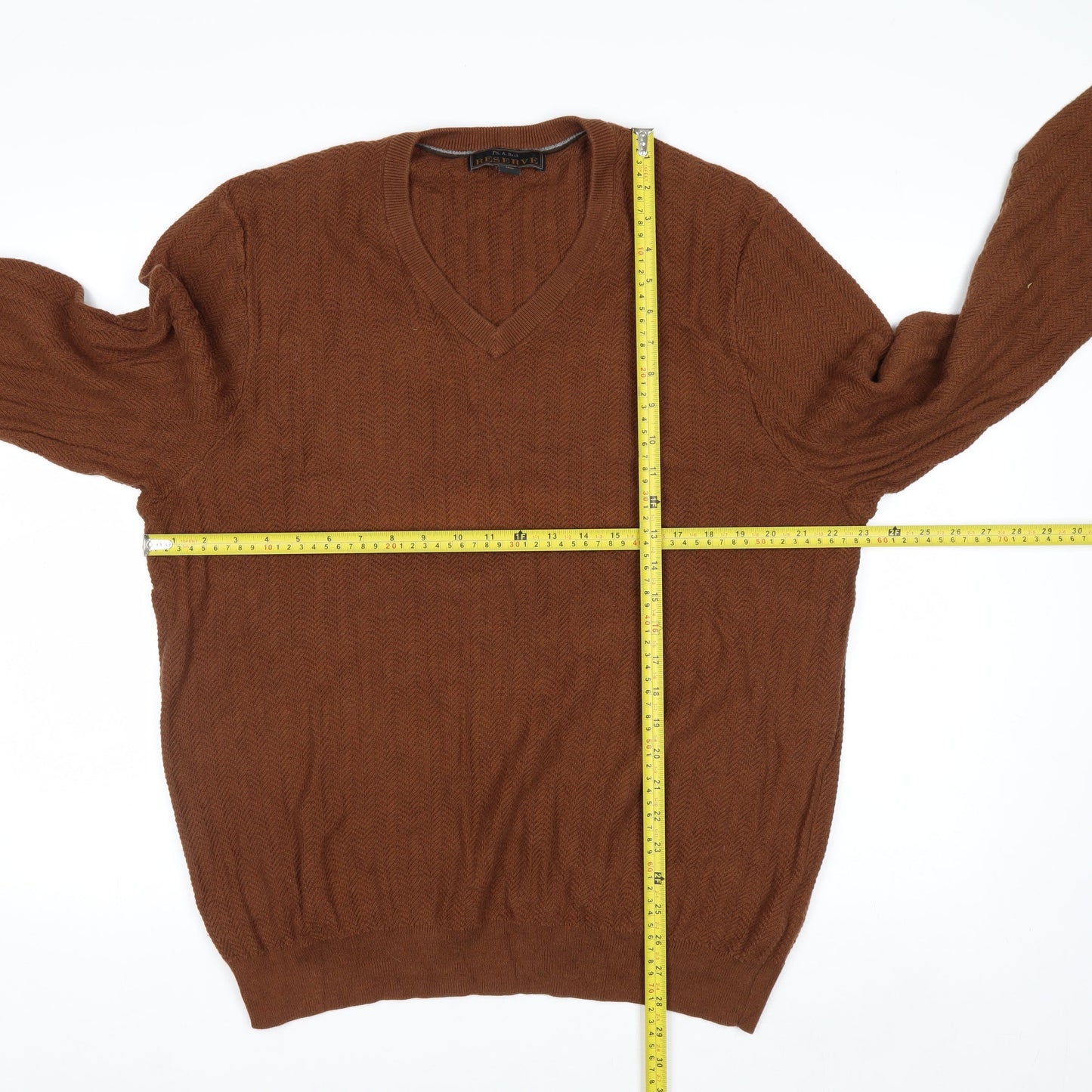 Jos. A. Bank Reserve Men’s Brown XL V-Neck Cotton Silk Jumper