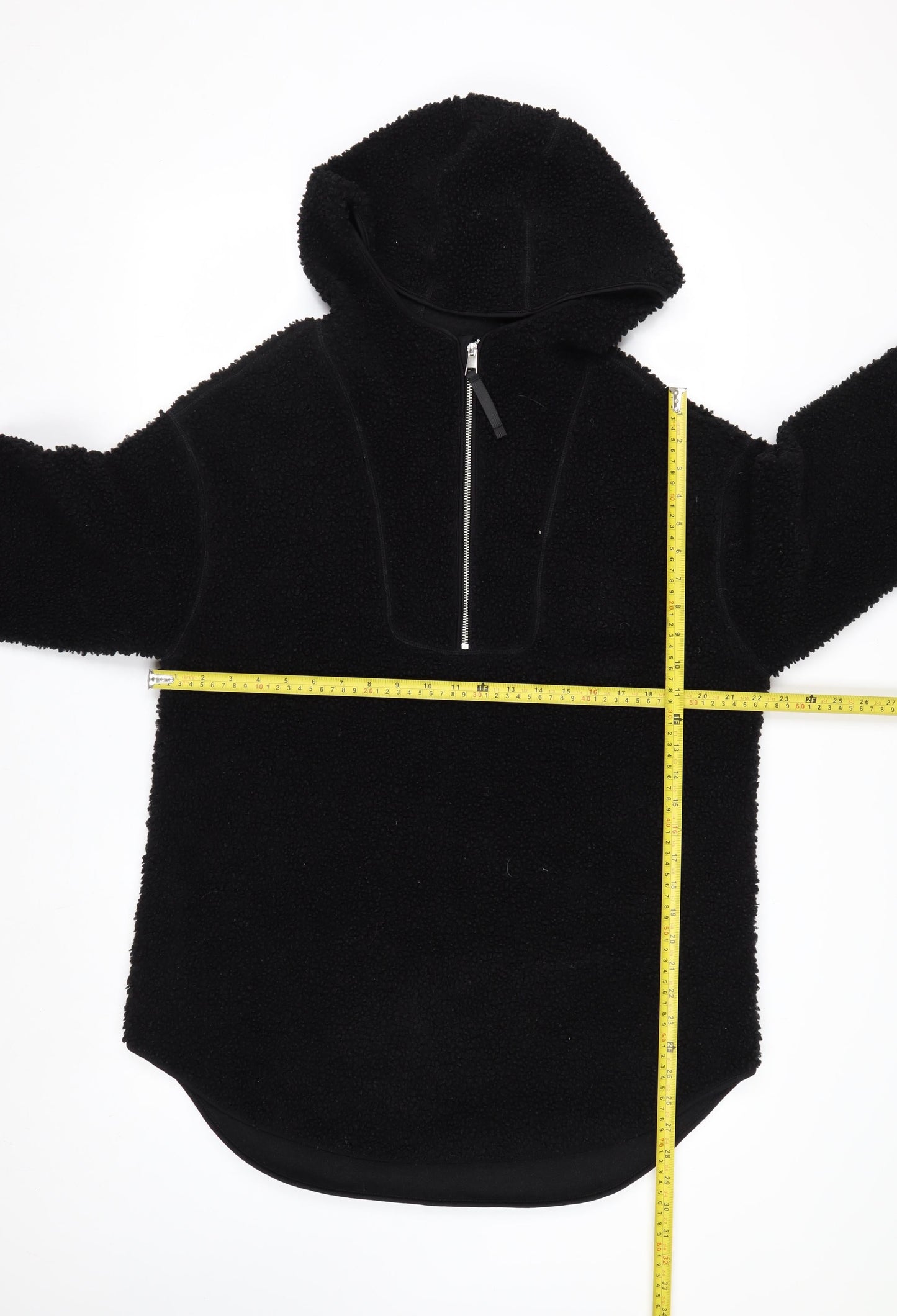 H&M Women’s Black Fleece 1/4 Zip Hooded Pullover Jumper Size 12