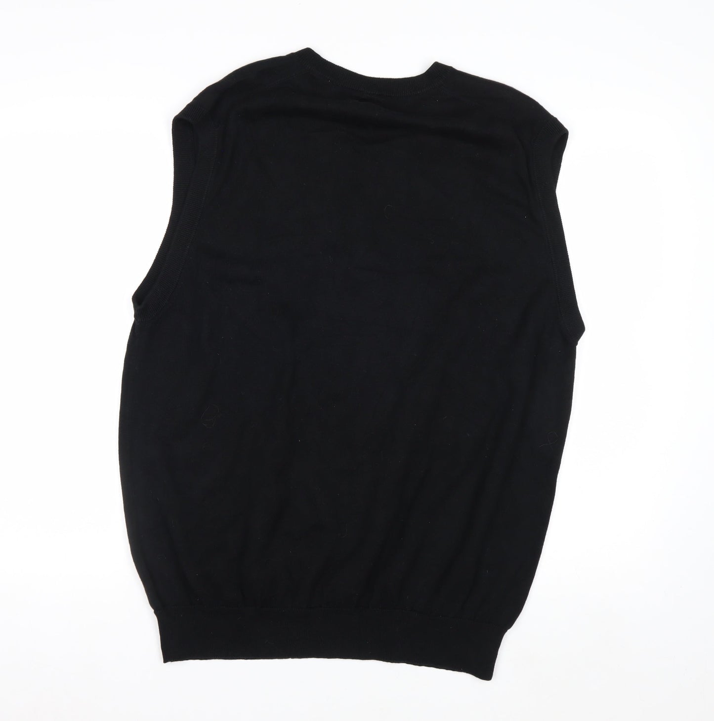 Chaps Men's Black Cotton V-Neck Sleeveless Jumper Vest XL
